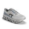 Women's On Running. Cloudmonster 3. White upper. White midsole. Lateral view.