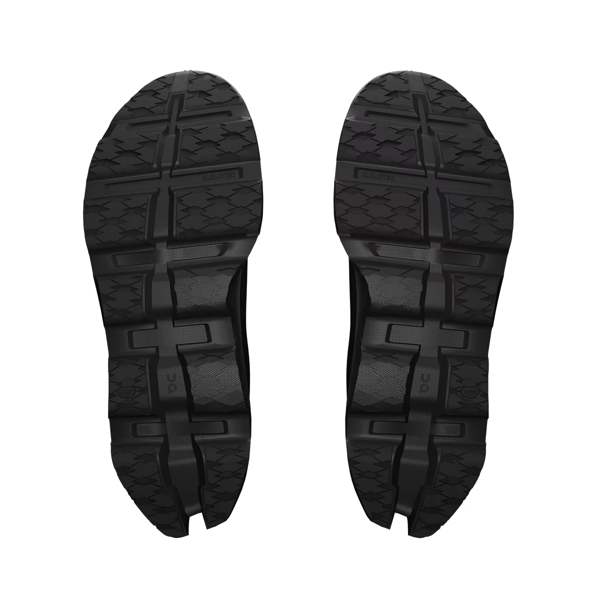 Women's On Running. Cloudmonster 3. Black upper. Black midsole. Bottom view.