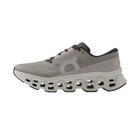 Women's On Running. Cloudmonster 3. Grey upper. Off White midsole. Medial view.
