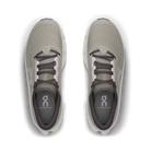 Women's On Running. Cloudmonster 3. Grey upper. Off White midsole. Top view.