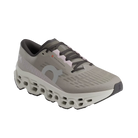 Women's On Running. Cloudmonster 3. Grey upper. Off White midsole. Lateral view.