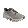 Women's On Running. Cloudmonster 3. Grey upper. Off White midsole. Lateral view.