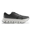 Women's On Running. Cloudmonster 3 Hyper. Black upper. White midsole. Lateral view.