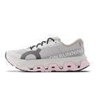 Women's On Running. Cloudmonster 3 Hyper. White upper. White midsole. Medial view.