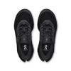 Women's On Running Cloudrunner 3. Black upper. Black midsole. Top view.