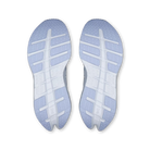 Women's On Running Cloudrunner 3. Light Grey upper. Light Blue midsole. Bottom view.