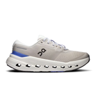Women's On Running Cloudrunner 3. Light Grey upper. White midsole. Lateral view.