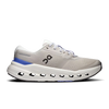 Women's On Running Cloudrunner 3. Light Grey upper. White midsole. Lateral view.