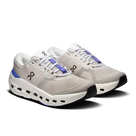Women's On Running Cloudrunner 3. Light Grey upper. White midsole. Lateral view.