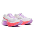 Women's Saucony Endorphin Pro 4 racing shoe in White/Crocus. Lateral view.
