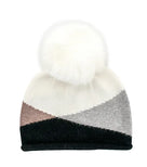 Mitchie's Matchings Knit Zigzag Sparkle Hat with Crystals & Fox Fur Pompom Women's
