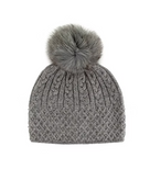 Mitchie's Matchings | Cable Knit Sparkle Hat with Fox Fur Pom