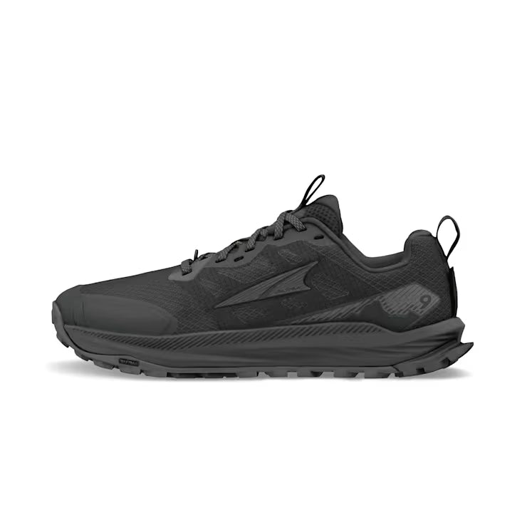 Women's Altra Lone Peak 9 in Black, lateral product view.