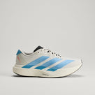 Adidas Adizero Evo SL Woven women's running shoe in Off White/Light Blue/Off White — side profile