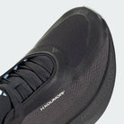 Adidas Hyperboost Edge men's shoes in Charcoal/Night Grey/Alumina — upper and lace detail.