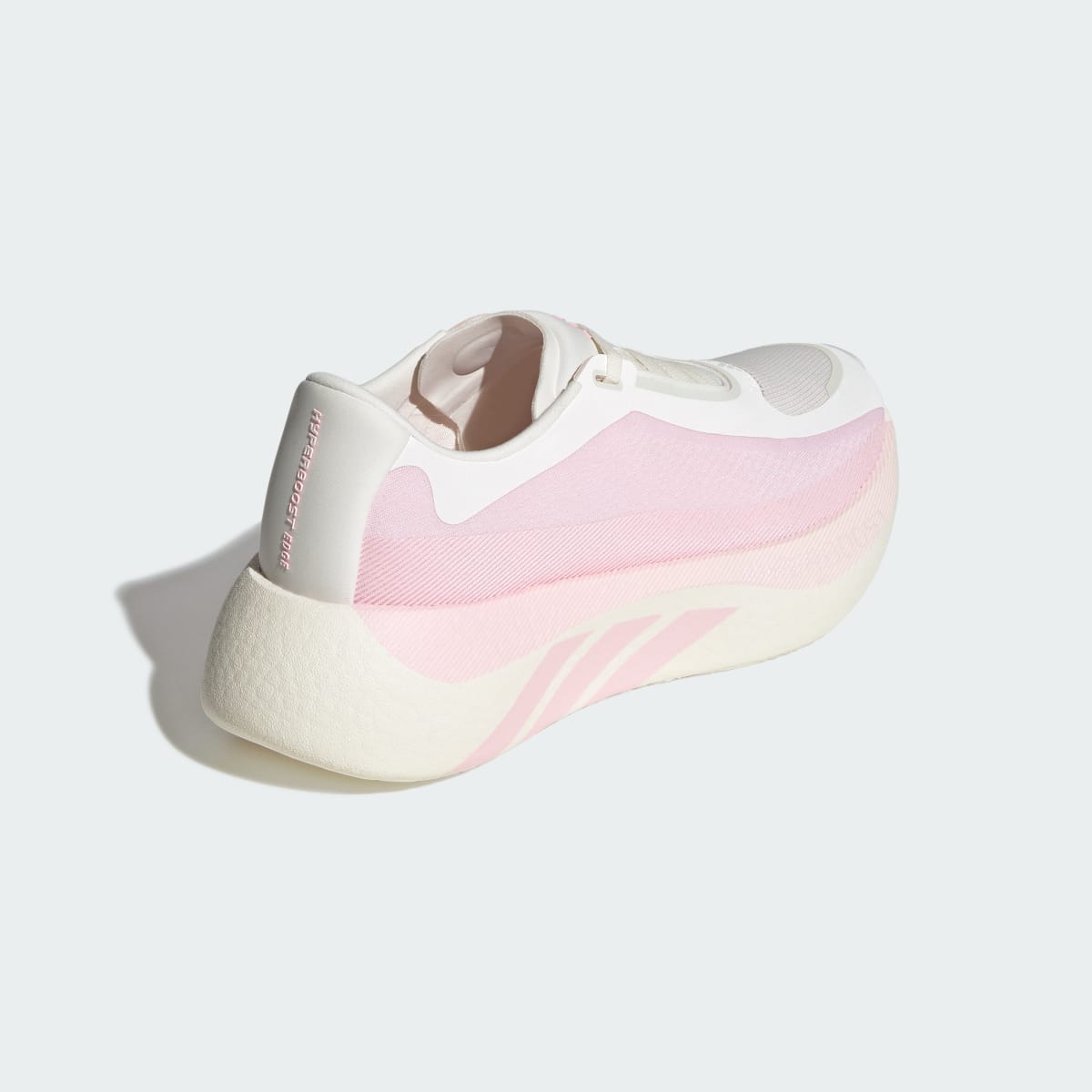 Adidas Hyperboost Edge women's running shoe in Off White/Clear Pink - rear three-quarter view