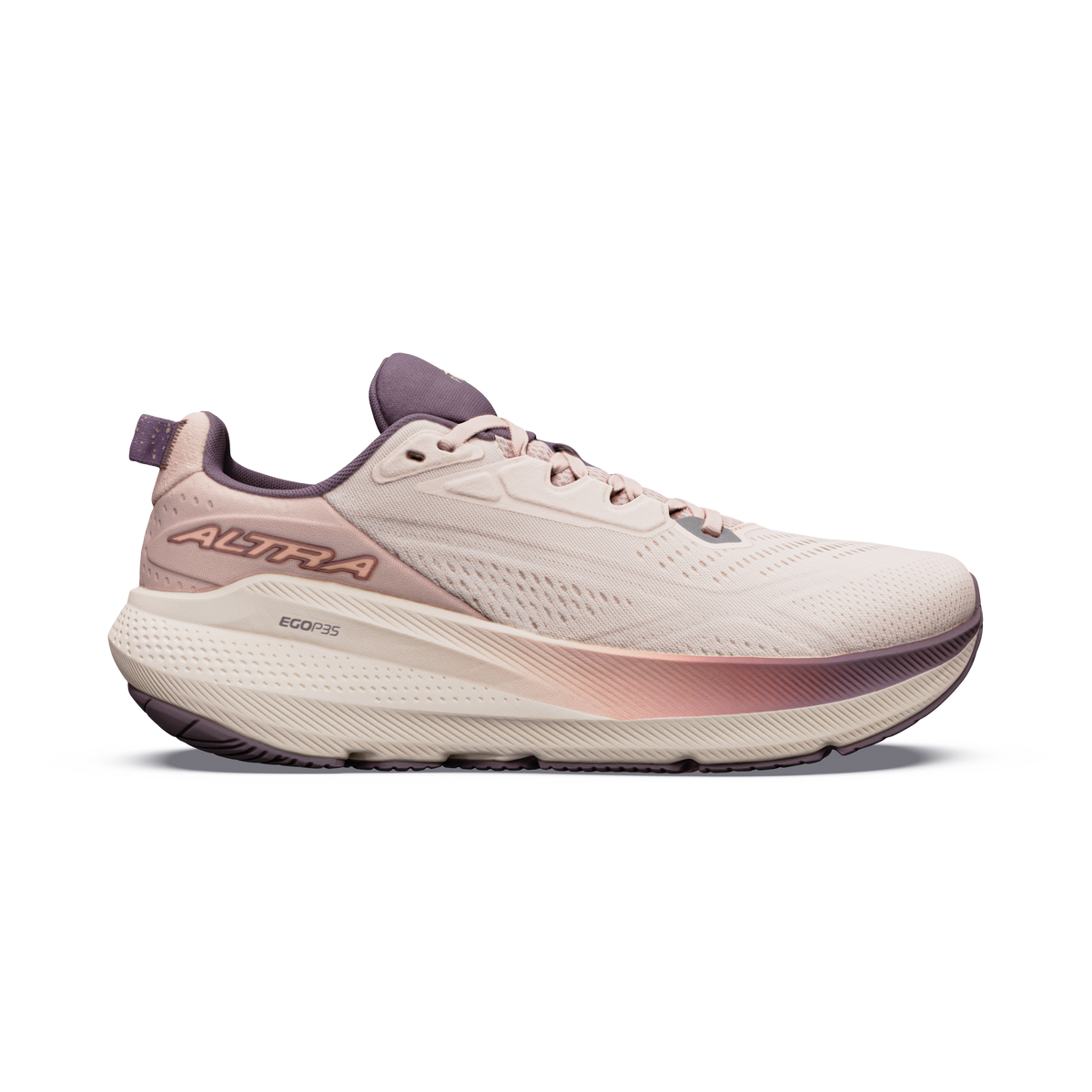 Altra FWD VIA 2 women's shoes in Whisper Pink/Rose Gold — side profile.