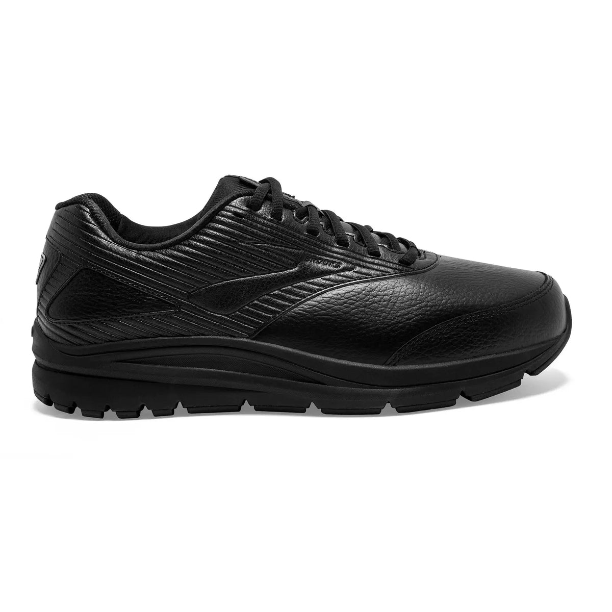 Brooks Addiction Walker 2 men's walking shoe in Black/Black, lateral side view
