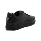 Brooks Addiction Walker 2 men's walking shoe in Black/Black, angled heel view