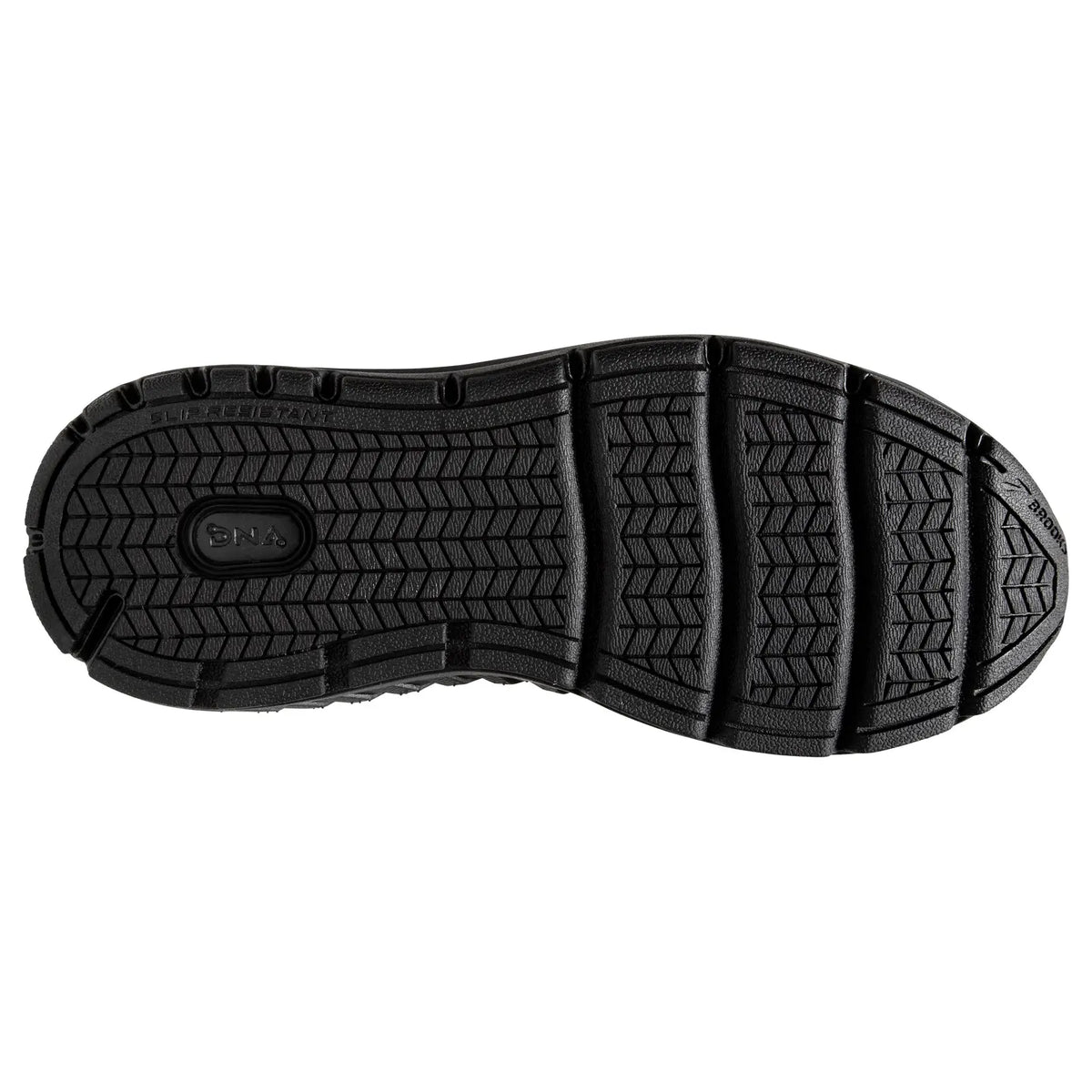 Brooks Addiction Walker 2 women's walking shoe in Black/Black, outsole view