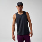 Brooks Dash Singlet for men in Black, front model view.