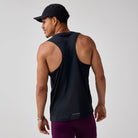 Brooks Dash Singlet for men in Black, back model view.