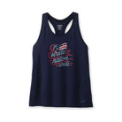 Brooks Distance Tank 2.0 women's running tank in Run Happy Navy Run USA, front view