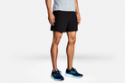 Men's Brooks Sherpa 7" 2-in-1 Shorts. Black. Front view.