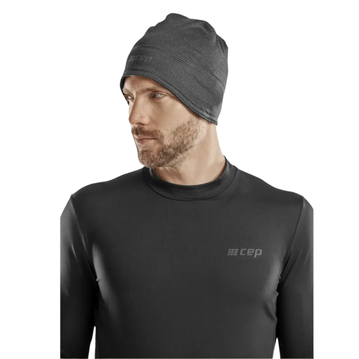 CEP Cold Weather Beanie v2 in Black worn by a runner