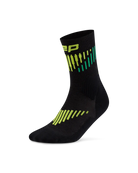 CEP Core Run Merino Mid Cut Compression Sock in Black/Lime, outer side view