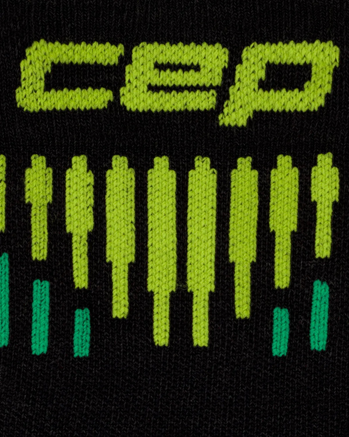 CEP Core Run Merino Mid Cut Compression Sock in Black/Lime, cuff knit detail