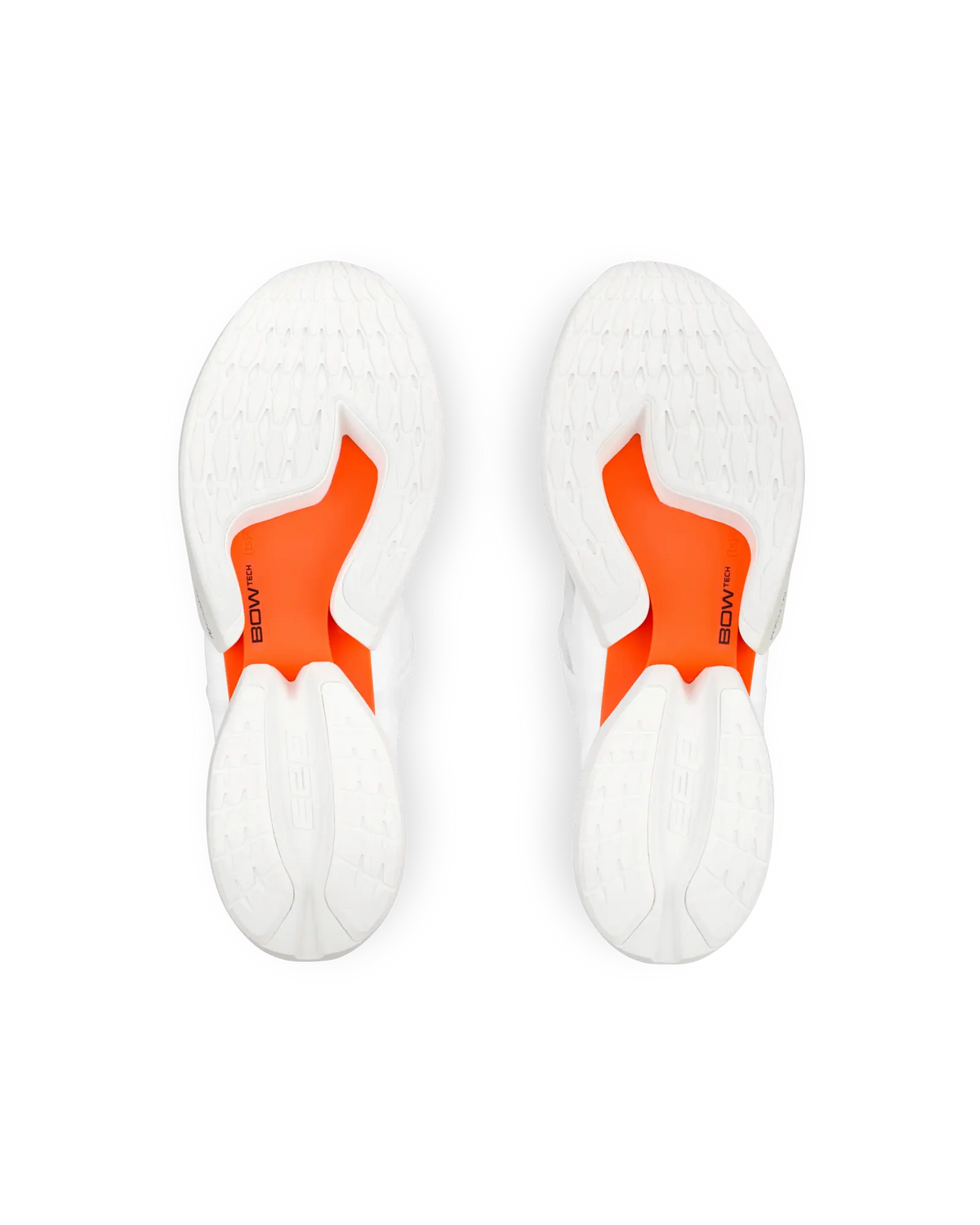 Pair of men's CEP Pro Run Optaspeed shoes in White, outsole view.
