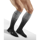 CEP men's Ski Snowfall Compression Socks in Black/Off White, side view