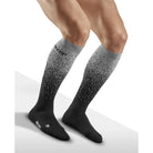 CEP men's Ski Snowfall Compression Socks in Black/Off White, side view