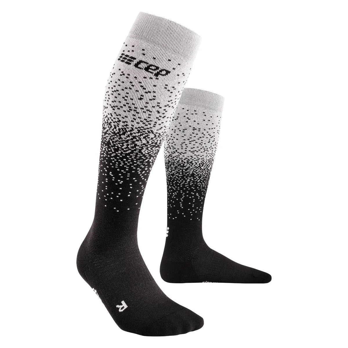 CEP men's Ski Snowfall Compression Socks in Black/Off White, product pair