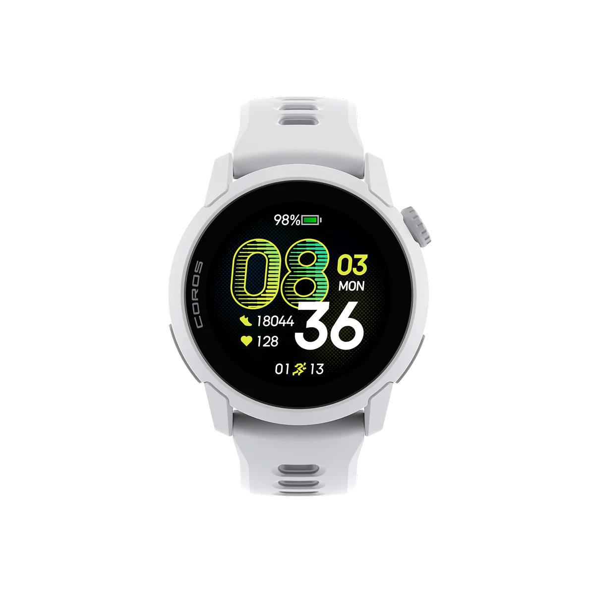 COROS PACE 4 GPS sports watch in White with silicone band front view