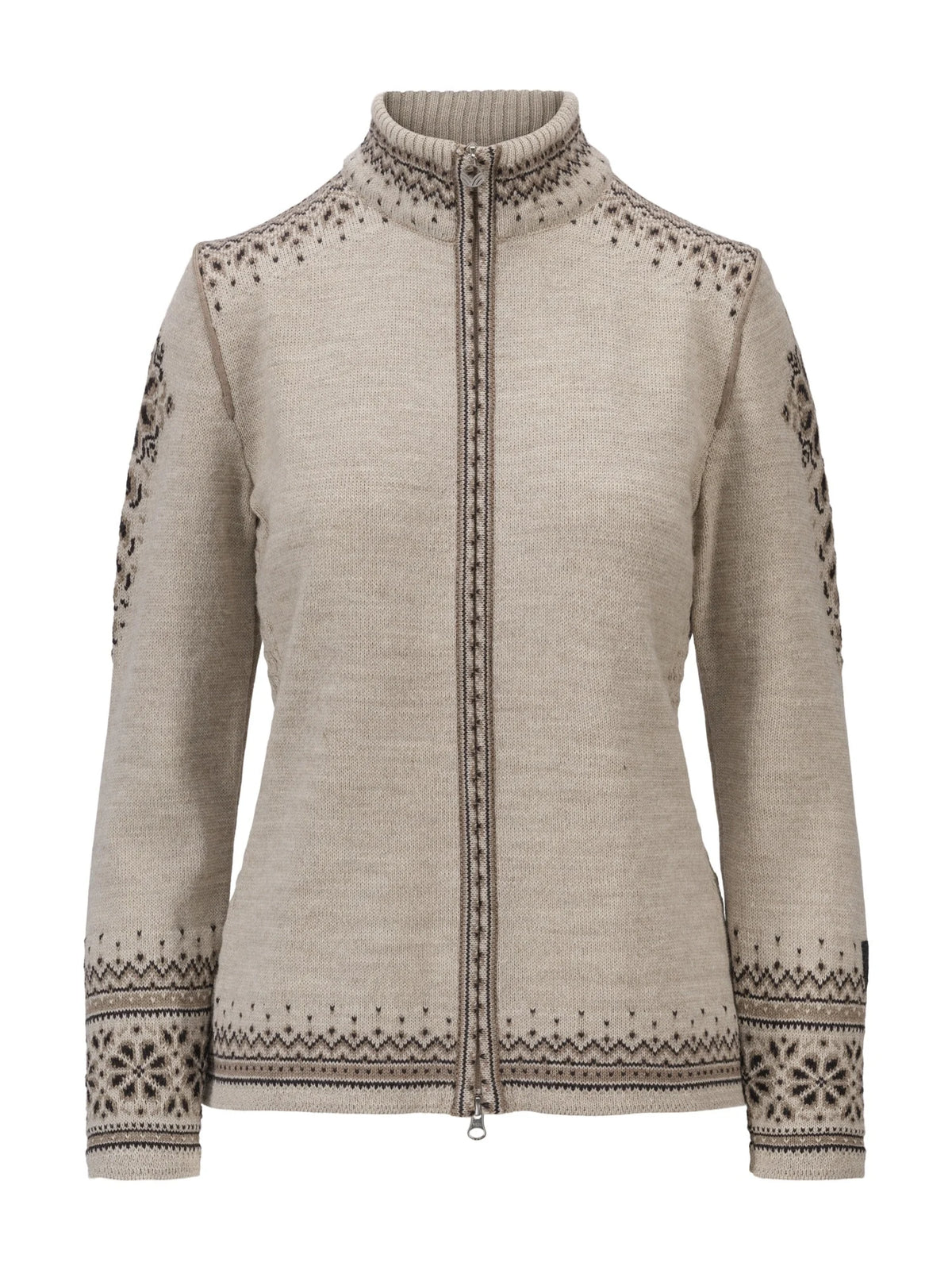 Dale of Norway 140th Anniversary Jacket, women’s, Sand/Coffee/Mountainstone – front product view
