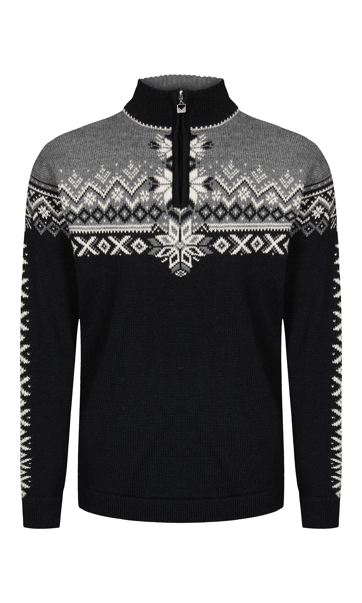 Dale of Norway 140th Anniversary Sweater, men’s, Black/Smoke/Off White – front product view