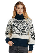 Dale of Norway Blomdalen Sweater, women’s, Off White/Black/Navy – front on model