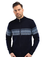 Dale of Norway Hovden Jacket, men’s, Navy/Off White/Blue Shadow – front on model