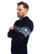 Dale of Norway Hovden Jacket, men’s, Navy/Off White/Blue Shadow – side on model