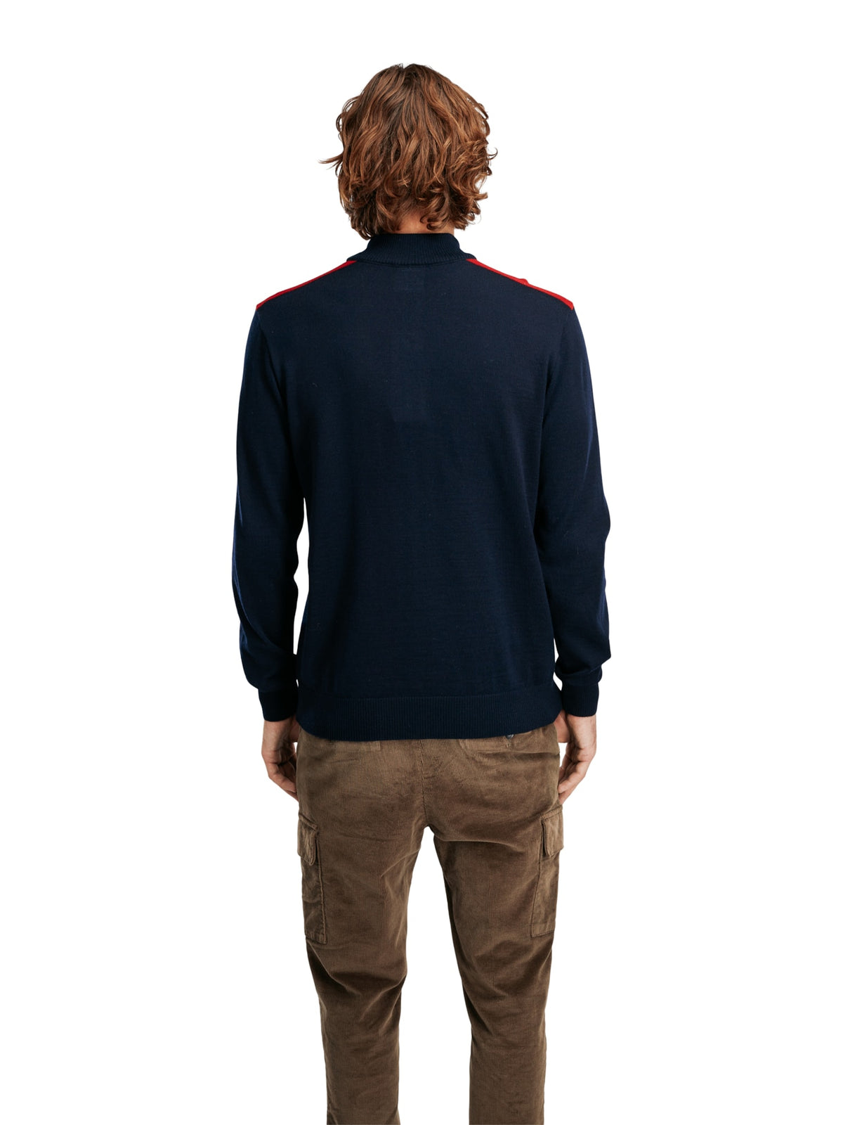 Dale of Norway Liberg Sweater, men’s, Navy/Off White/Raspberry – back on model