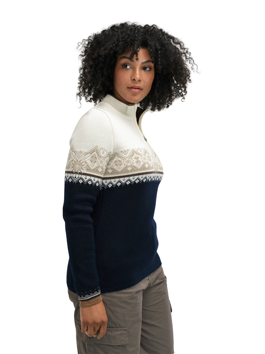 Dale of Norway women's Moritz sweater in Navy/Bronze/Beige/Off White, view 3