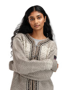 Dale of Norway Setesdal Lusekofte Jacket, unisex, Vanilla Sugar/Natural White – upper front on female model