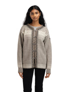 Dale of Norway Setesdal Lusekofte Jacket, unisex, Vanilla Sugar/Natural White – front on female model