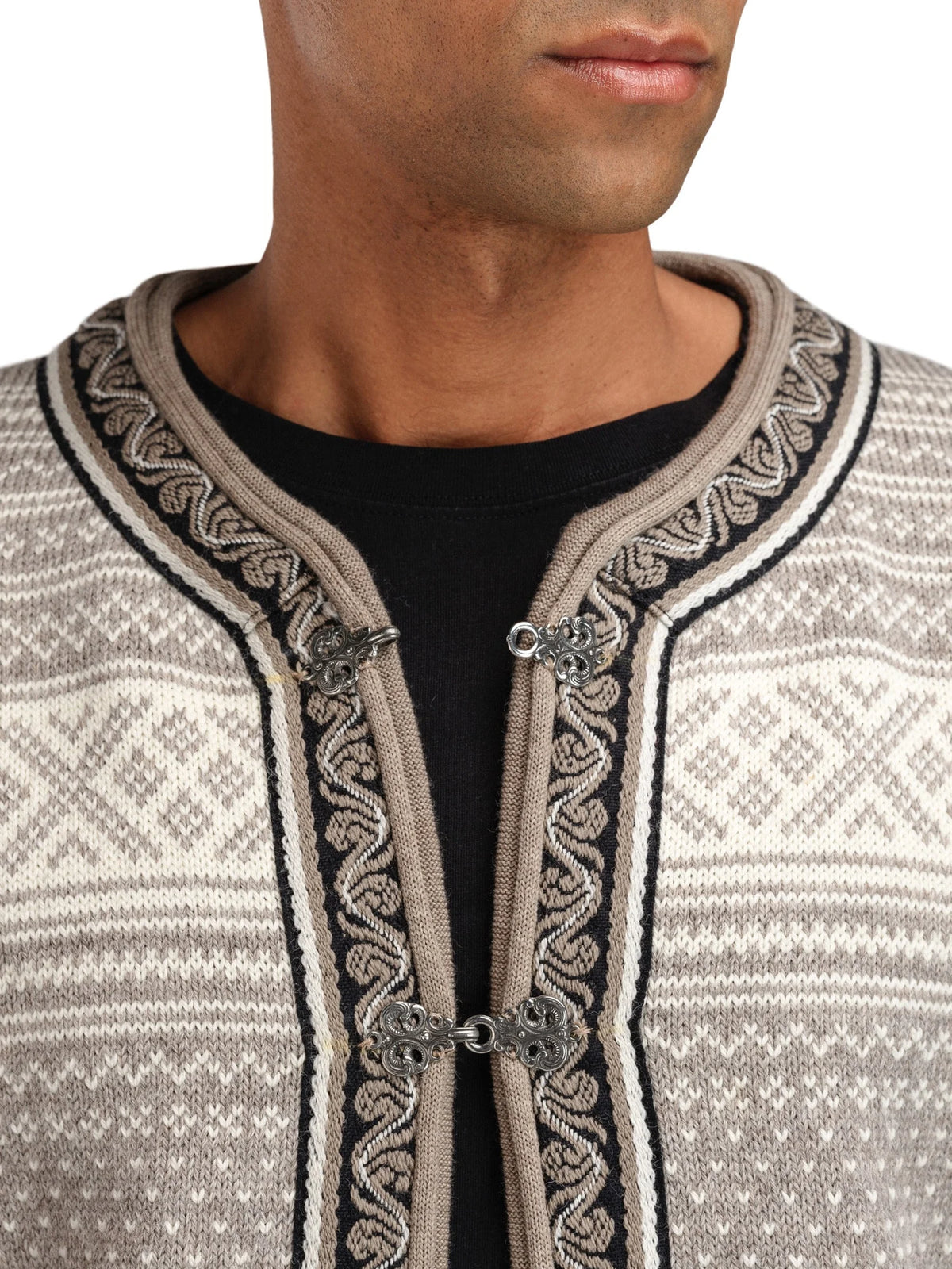 Dale of Norway Setesdal Lusekofte Jacket, unisex, Vanilla Sugar/Natural White – collar detail