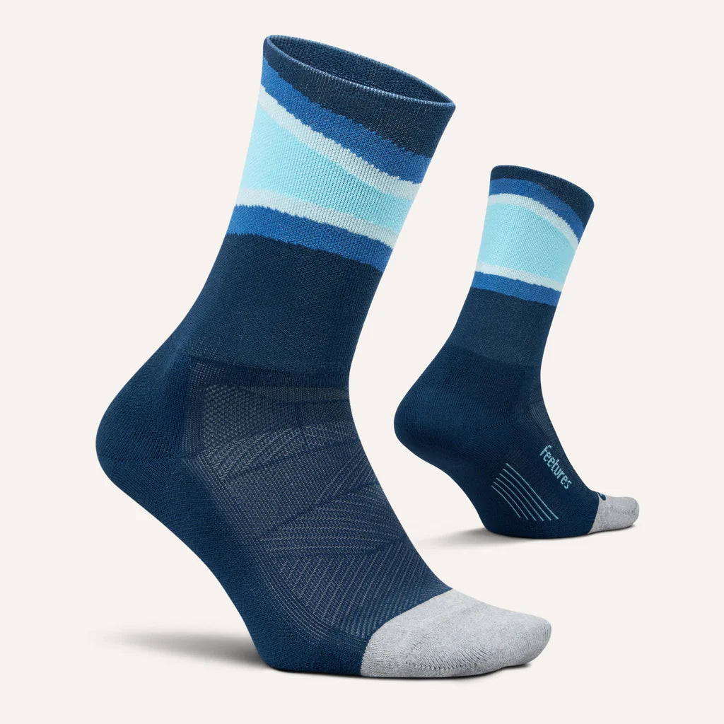 Feetures Elite Light Cushion Mini Crew running socks, Blue Bounce colorway