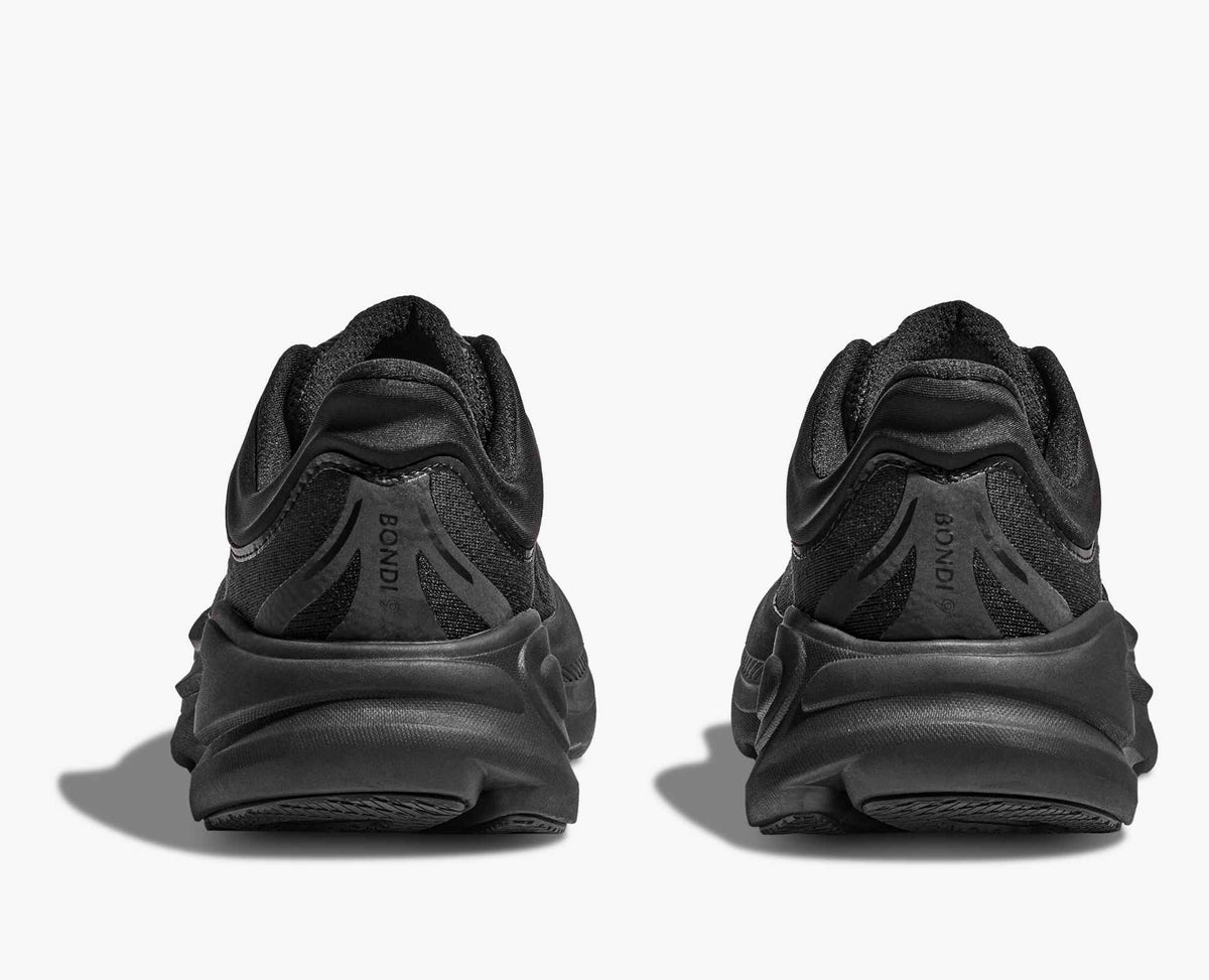 Men's HOKA Bondi 9 in Black/Black — outsole view.