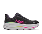 Women's HOKA Bondi 9 in Black/Neon Dragonfruit — alternate lateral view.