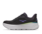 Women's HOKA Bondi 9 in Black/Neon Dragonfruit — medial view.